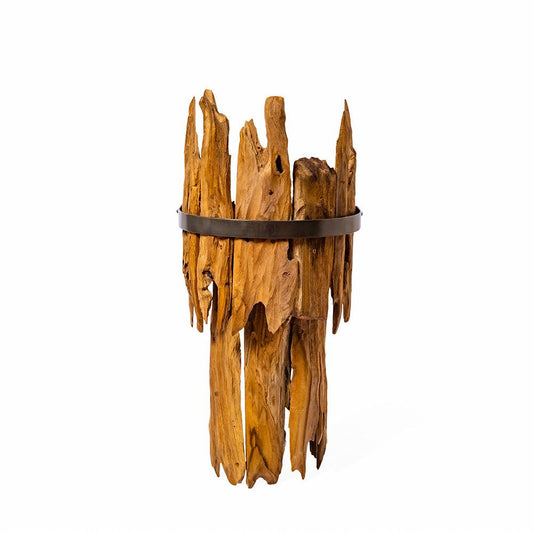  a handcrafted lighting piece that fuses rustic charm with modern design. 