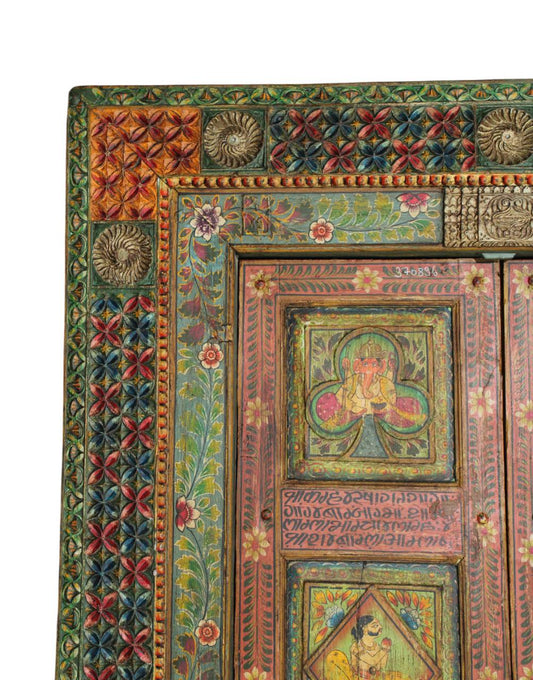Decorative vintage-style metal latch and hardware for an authentic look.