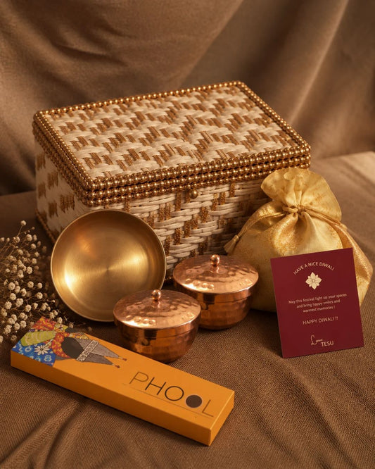  Its cream-and-gold woven presentation brings together warm festive colours and elegant detailing, creating a thoughtful Diwali gift for friends, family and loved ones.