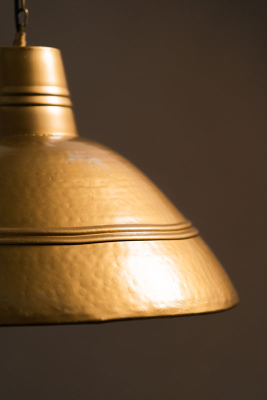 Swarna Broad Conical Metal Lamp - Antique Brass - TESU