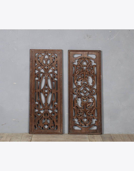 The natural wood-colored jali panel is a beautifully crafted piece that highlights the organic elegance of wood. Featuring intricate lattice designs, or jali work, this panel showcases detailed geometric or floral patterns carved into the wood. TESU