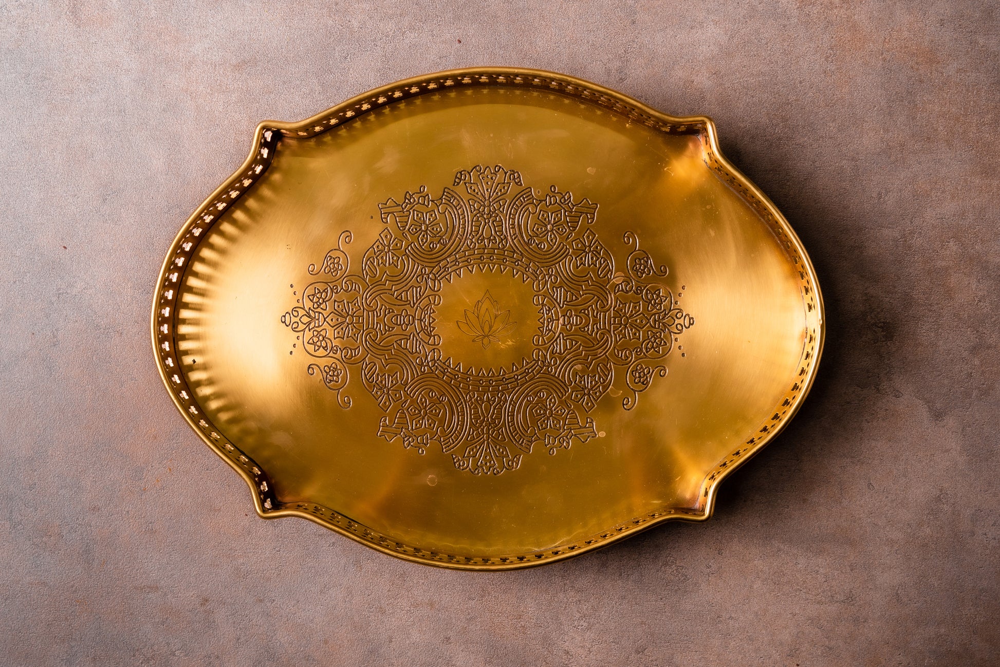 Brass Embossed Oval Platter - TESU