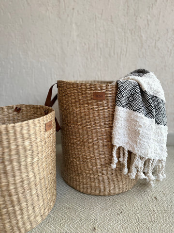 Seagrass Dense Storage Basket With Handle - TESU