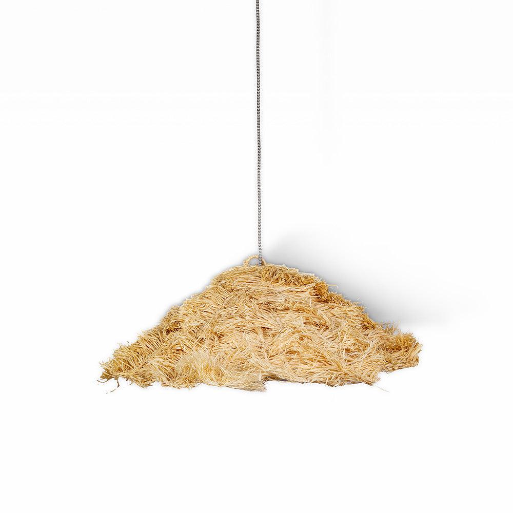 Hanging woven basket on a white background
