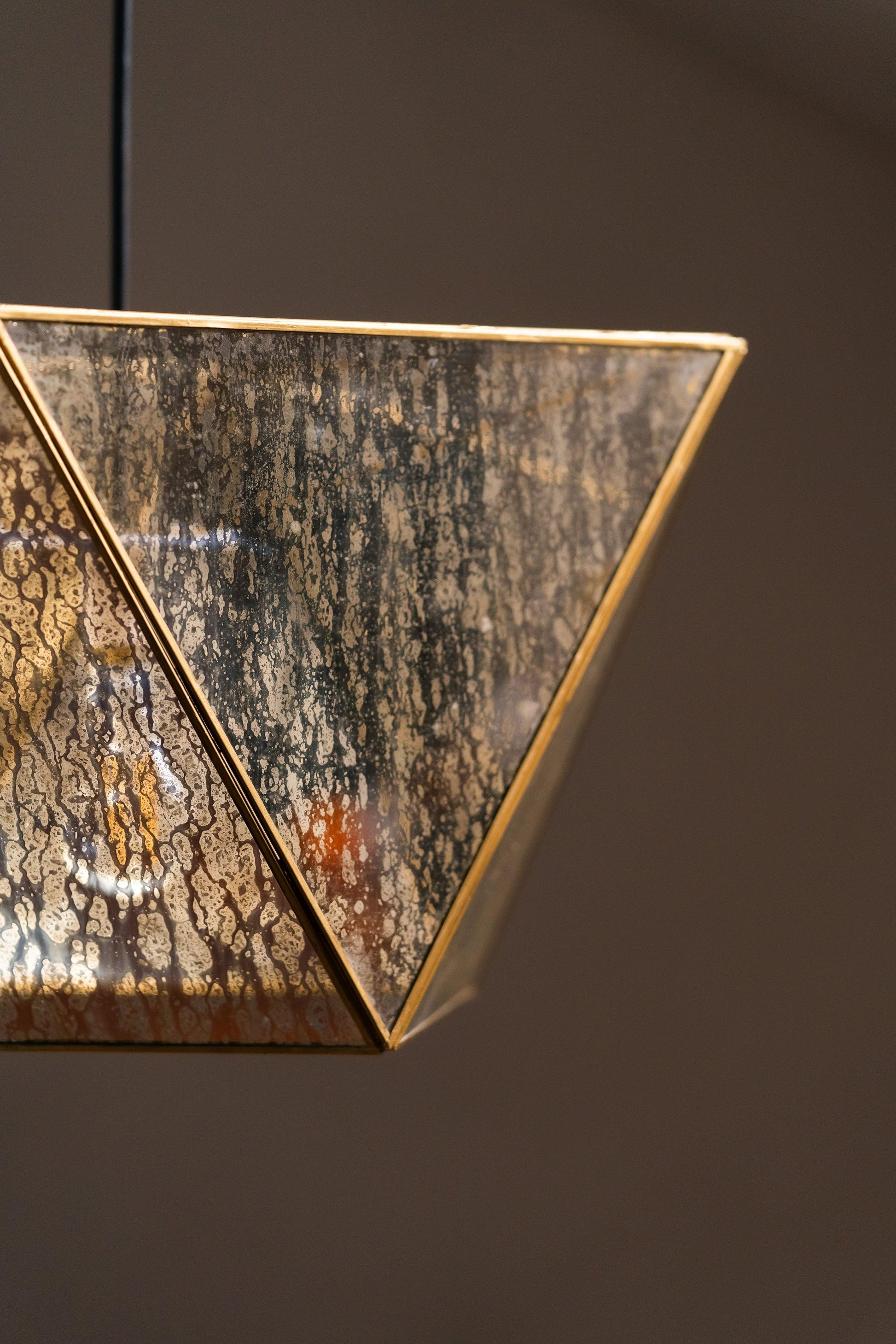 Chandni Broad Hexagon Mottled Glass Lamp - Antique Bronze - TESU