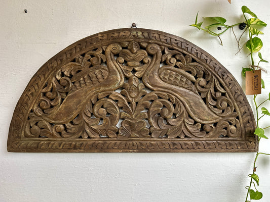 Hand Carved Wooden Peacock Jali - TESU