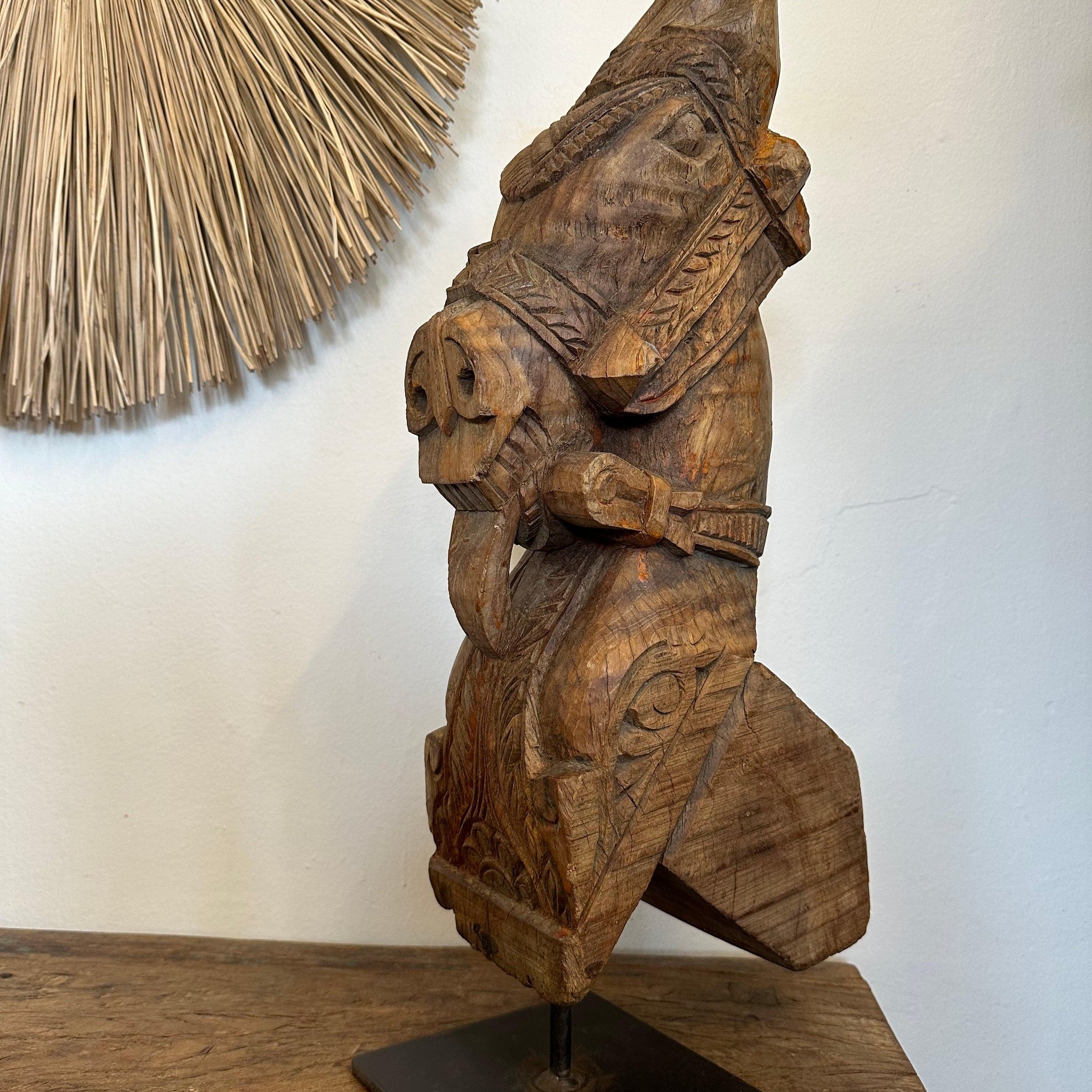 Reclaimed Wood Horse With Stand - TESU