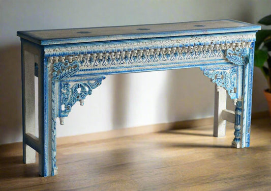 Turquoise Wooden Painted Console Table - TESU