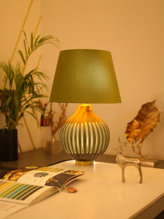 Olive Green Textured Table Lampshade - TESU