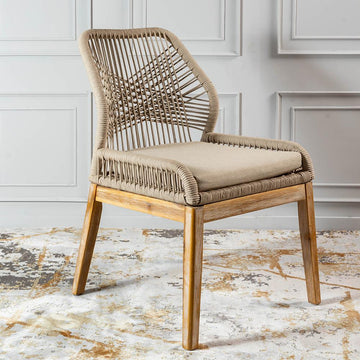 The Woven Elegance Chair for home decor typically embodies the peaceful, serene essence of nature, bringing elements of the outdoors into the indoor space. It's a design that not only serves as functional seating but also as a statement piece that promotes relaxation and harmony. 