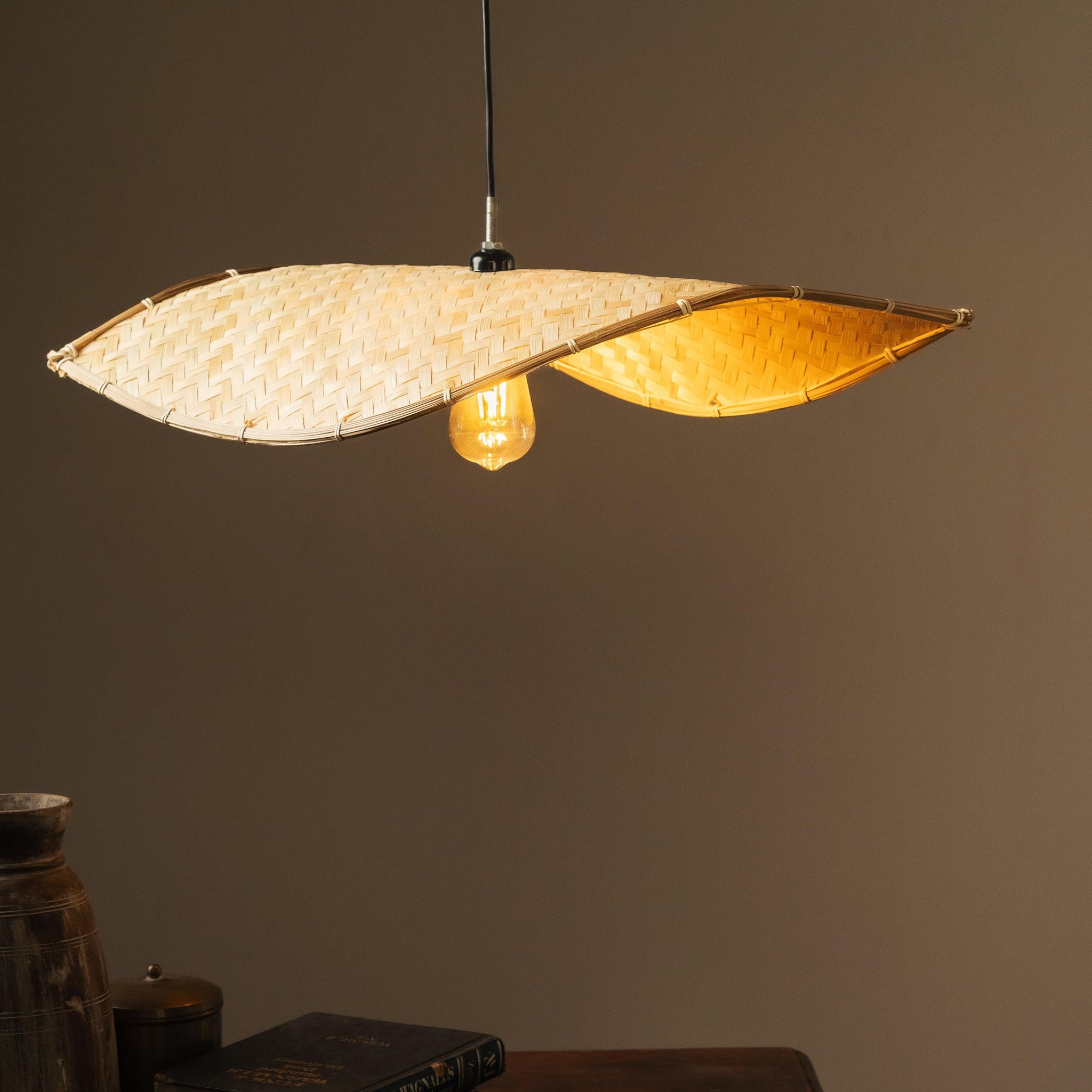 Thin Wavy Bamboo Hanging Lampshade - TESU