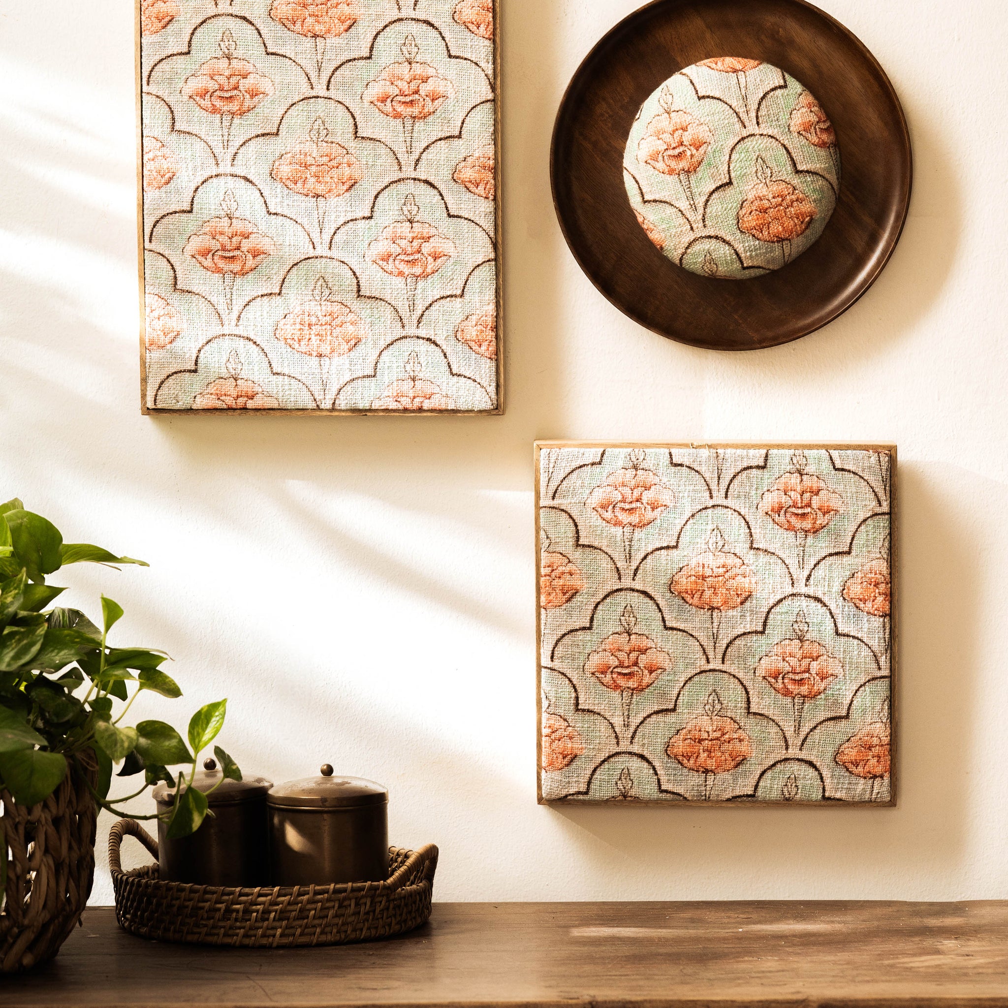 Threaded Treasures Wood and Fabric Wall Decor - Set of 3