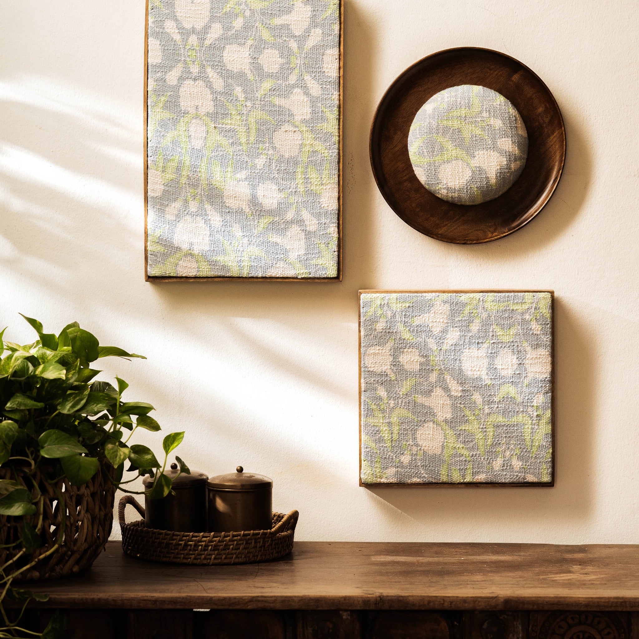 Threaded Treasures Wood and Fabric Wall Decor - Set of 3