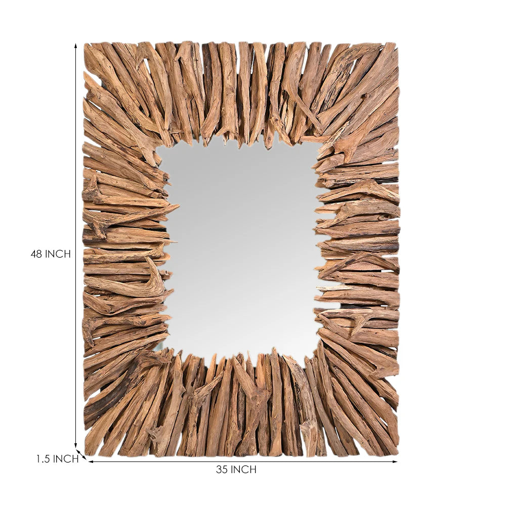 Elevate your home decor with the Timber Glow Mirror, crafted from premium teakwood for a timeless, elegant look.