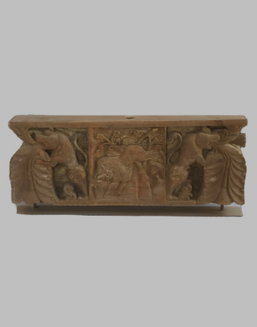 Wooden Bracket on Iron Stand - Natural Brown