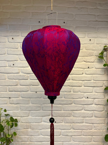 Vietnamese Silk Lanterns - Balloon Shaped Deep Pink Printed