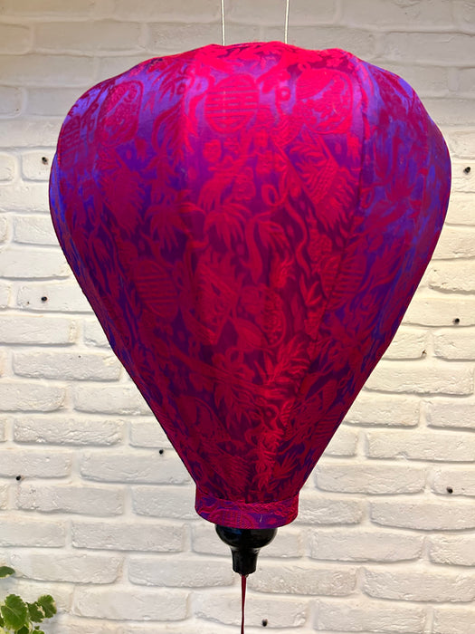 Vietnamese Silk Lanterns - Balloo Shaped Deep Pink Printed
