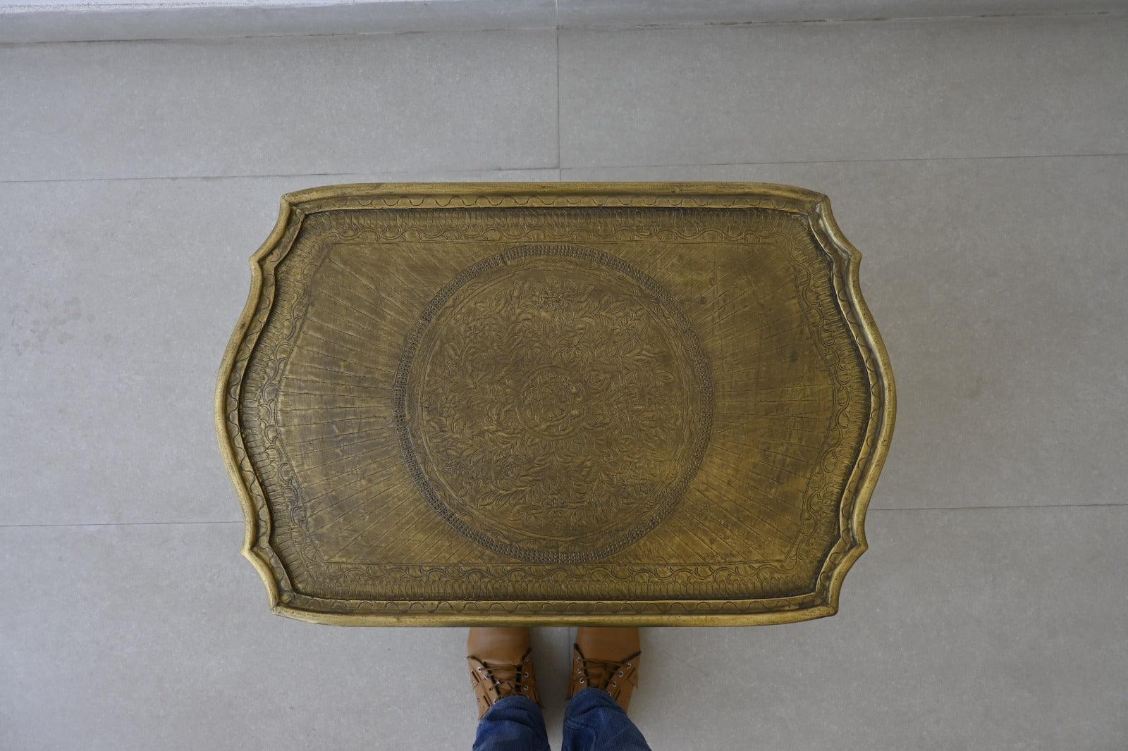 Brass Top Teak Table - TESU