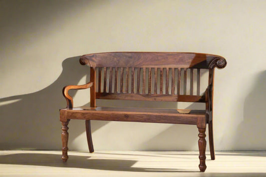 Vintage Charm Sheesham Bench, a perfect blend of timeless elegance and durability. Crafted from premium Sheesham wood,