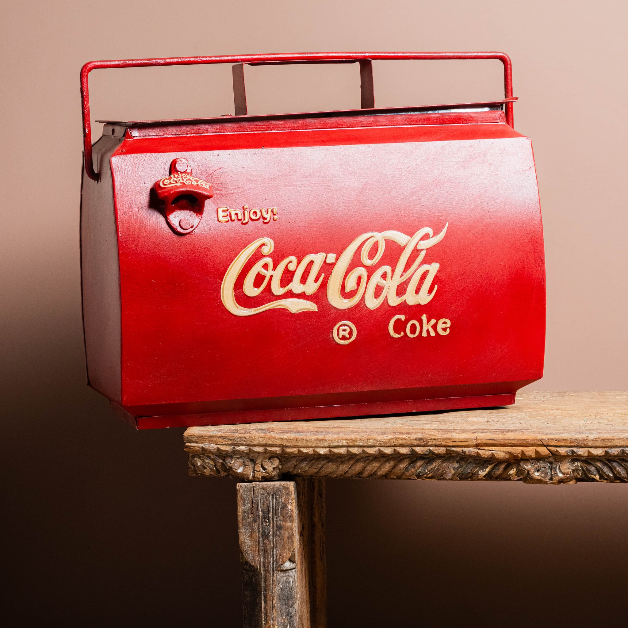 This stunning vintage-style Coca-Cola box is the perfect blend of nostalgia and utility. 