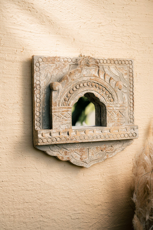 Vintage Wooden Carved Wall Mirror for Home Decor - TESU