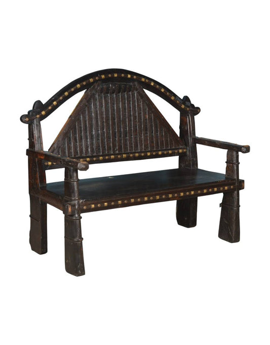 handcrafted masterpiece made from solid teak wood, forged iron, and detailed brass embellishments.