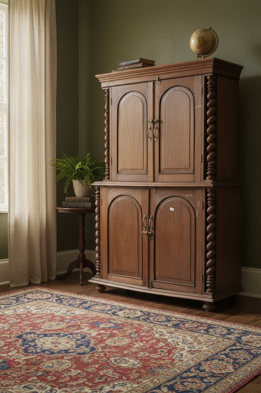 Wooden cabinet with decorative carvings 