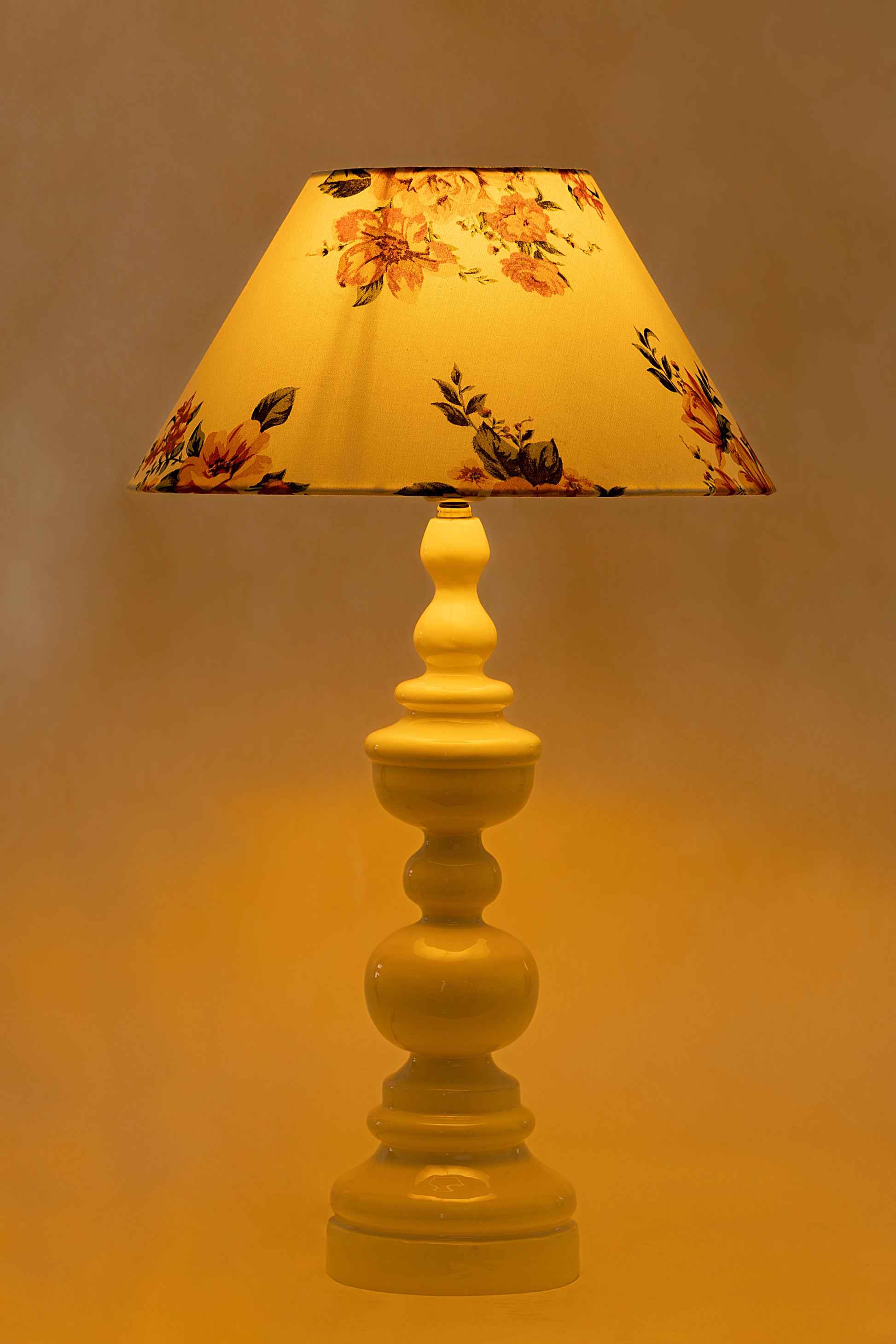 White Floral Wooden Table Lampshade - TESU