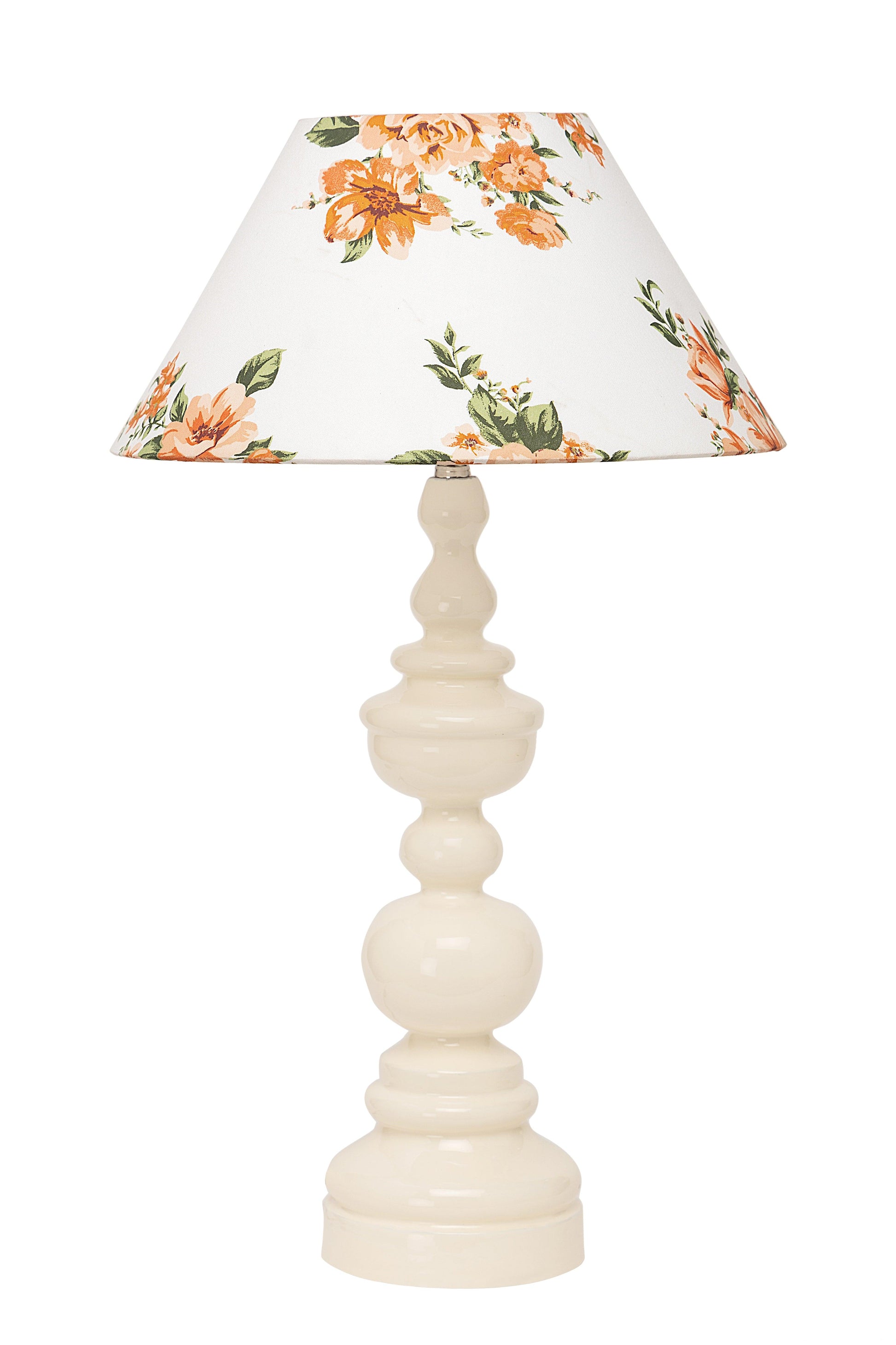 White Floral Wooden Table Lampshade - TESU