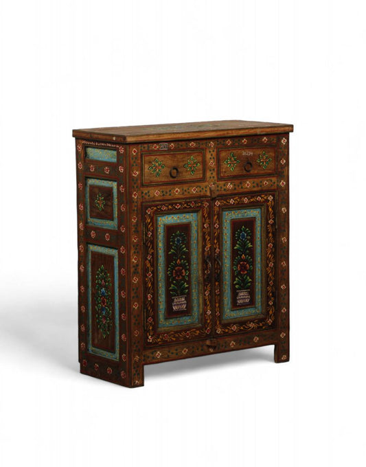 Wooden Floral Painted Cabinet - TESU