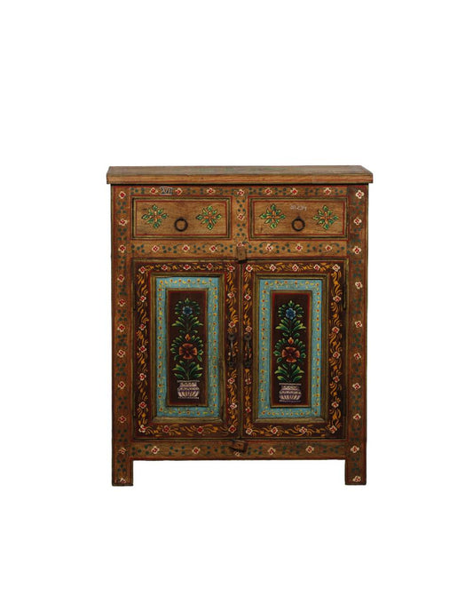 Wooden Floral Painted Cabinet - TESU