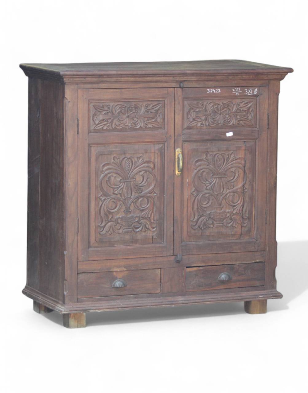 Wooden Handcarved Two Drawer Cabinet - TESU