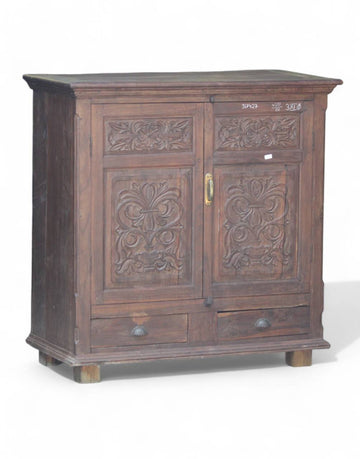 Wooden Handcarved Two Drawer Cabinet - TESU