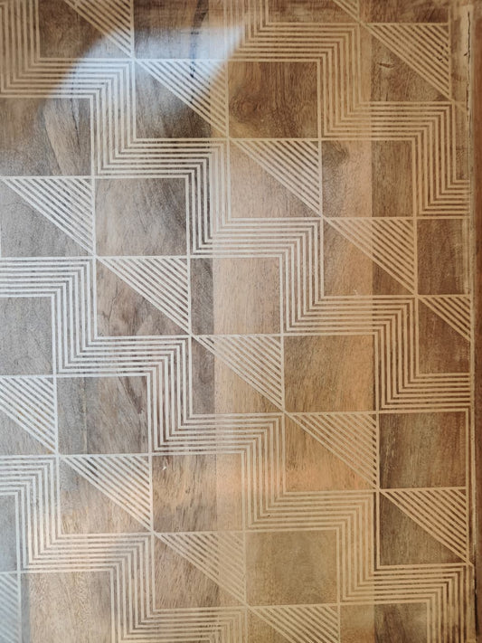 Patterned wooden surface with geometric design