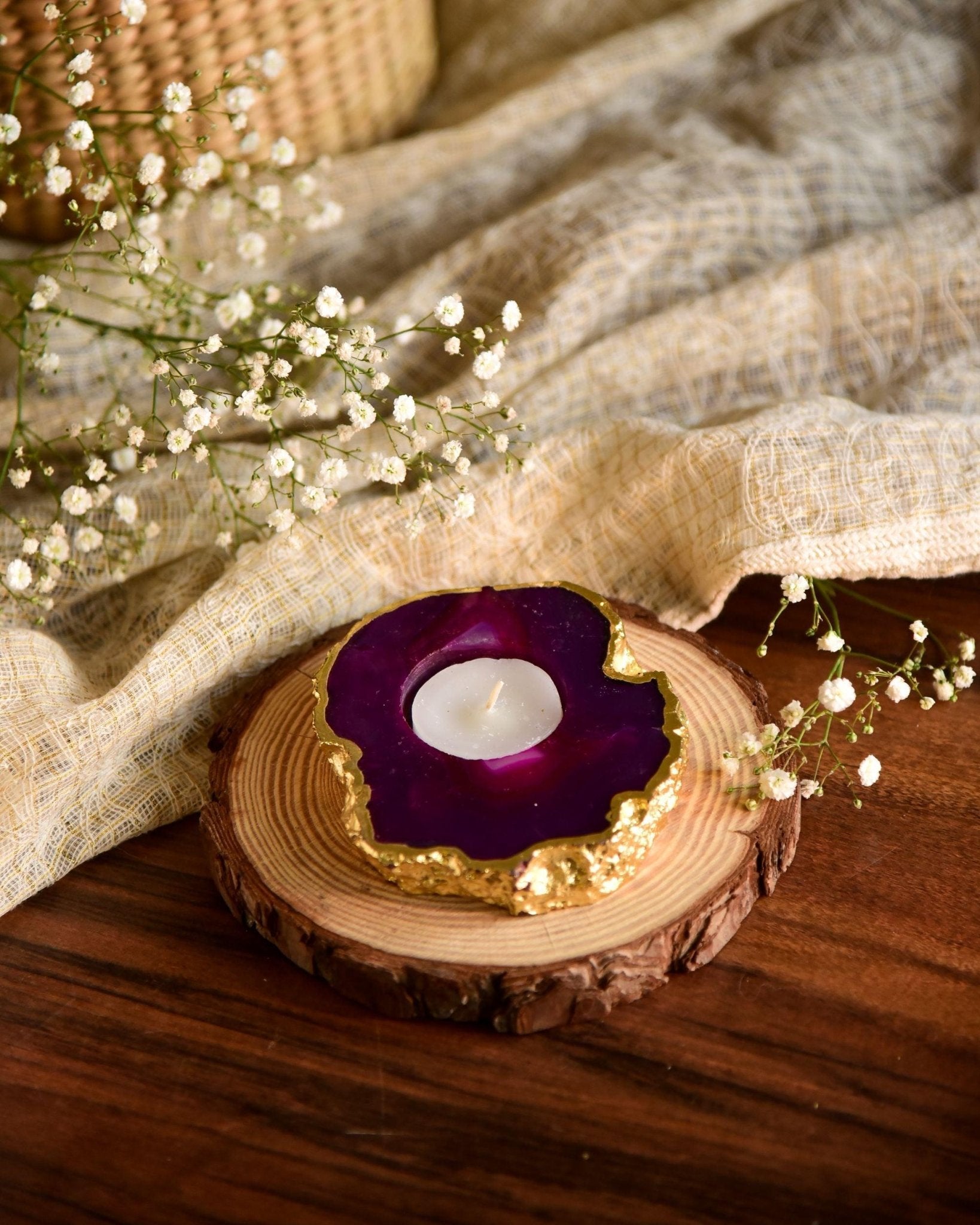 Agate Gemstone Tealight Candle Holder - TesuCandles & Candle Holders