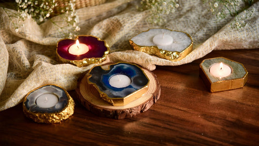 Agate Gemstone Tealight Candle Holder - TesuCandles & Candle Holders