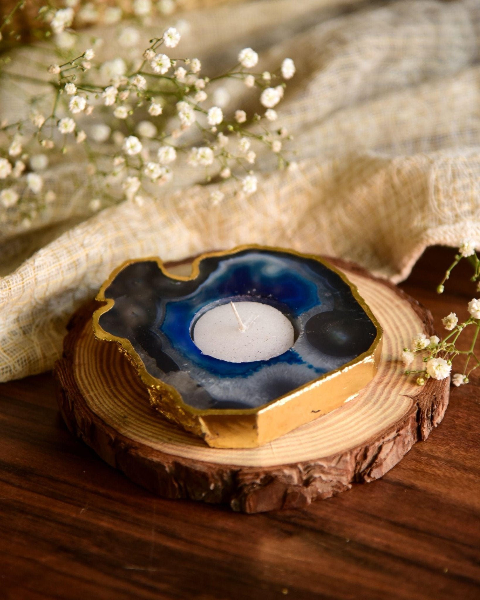 Agate Gemstone Tealight Candle Holder - TesuCandles & Candle Holders