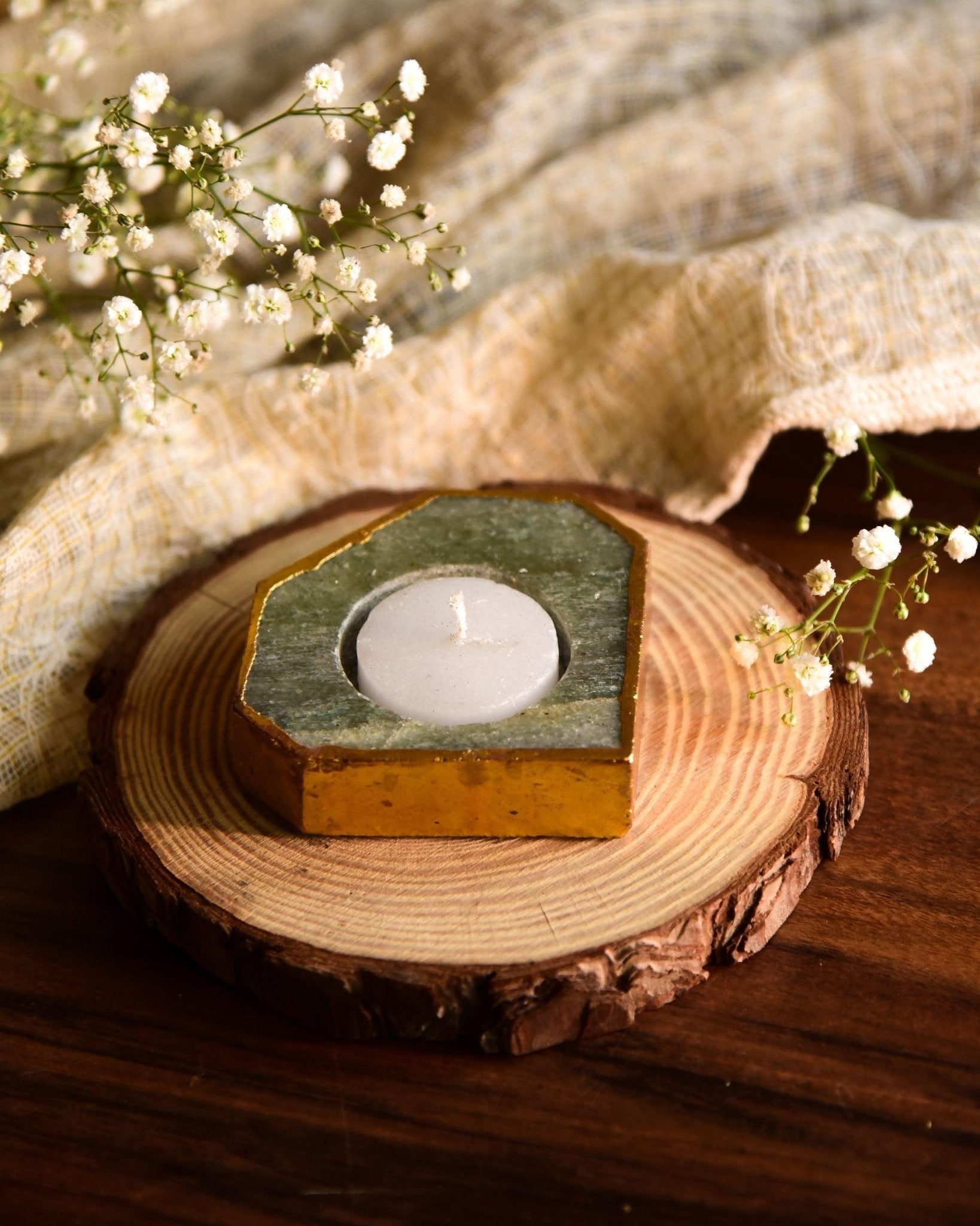 Agate Gemstone Tealight Candle Holder - TesuCandles & Candle Holders