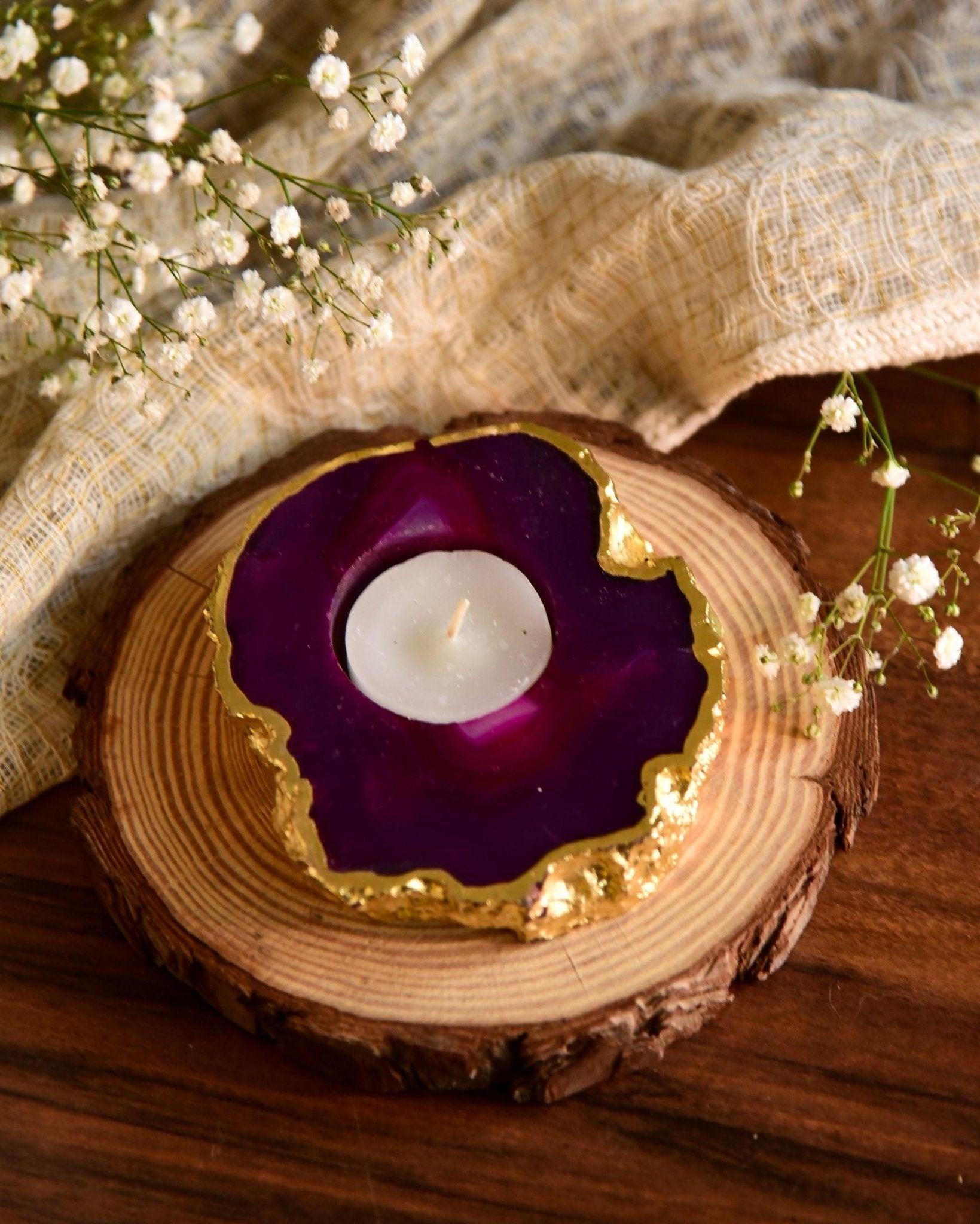 Agate Gemstone Tealight Candle Holder - TesuCandles & Candle Holders