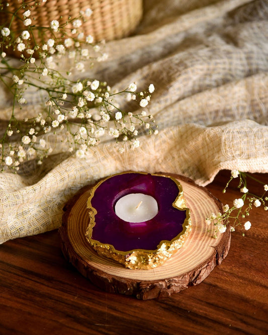 Agate Gemstone Tealight Candle Holder - TesuCandles & Candle Holders