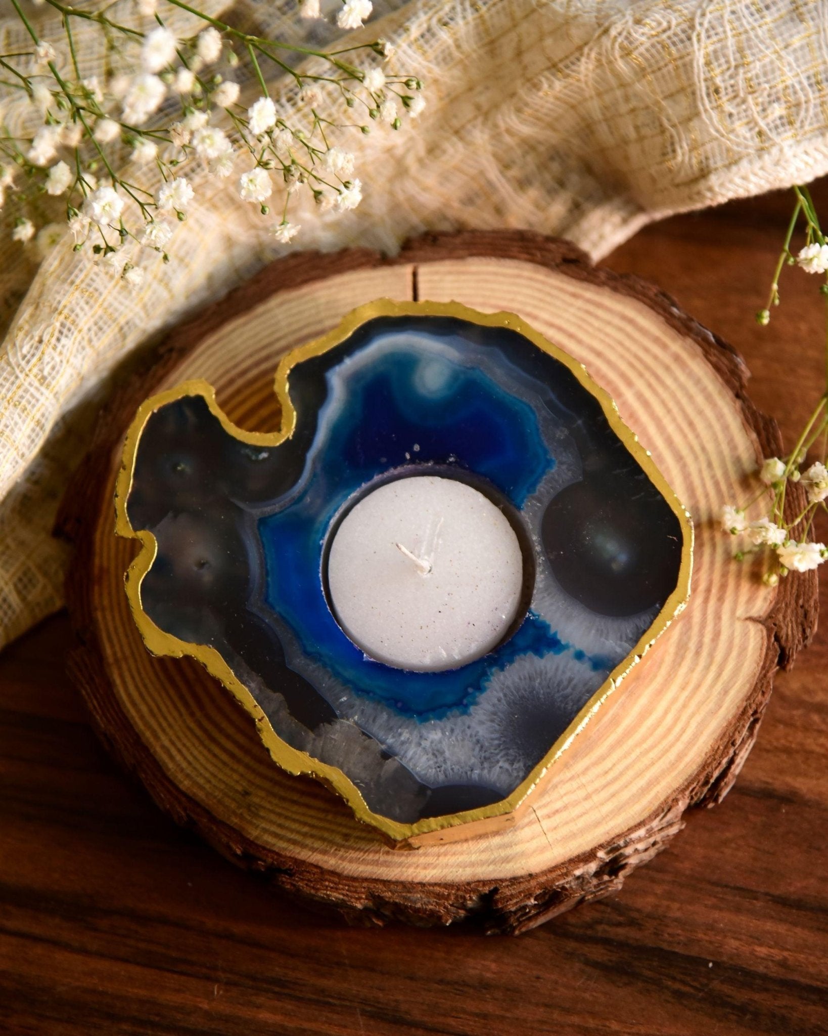 Agate Gemstone Tealight Candle Holder - TesuCandles & Candle Holders