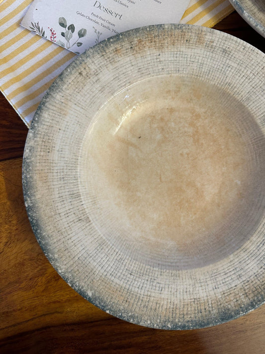 Alacati Pasta Plate - Beige & Turquoise - TesuServing Platters
