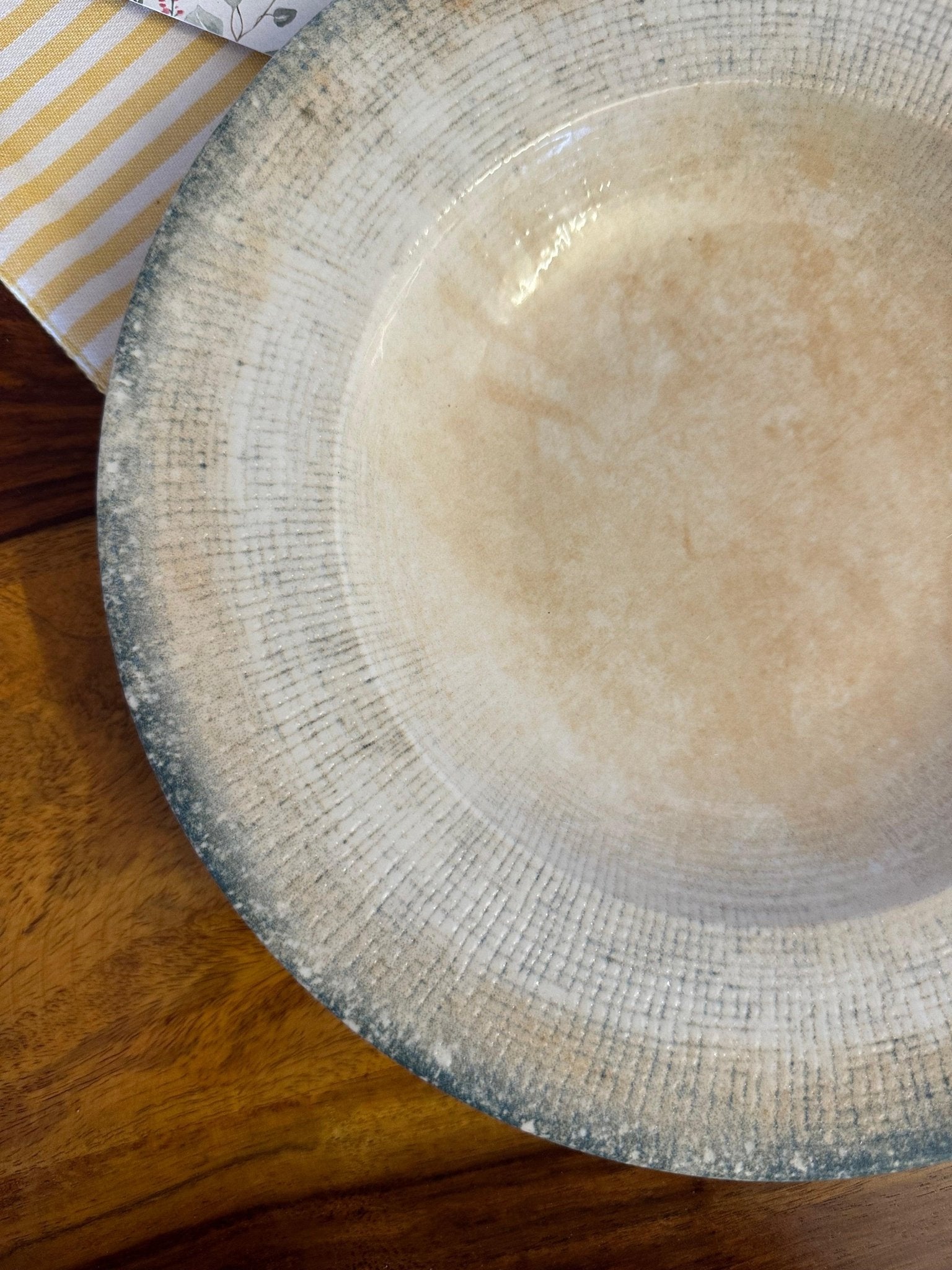 Alacati Pasta Plate - Beige & Turquoise - TesuServing Platters