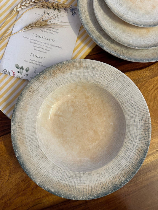 Alacati Pasta Plate - Beige & Turquoise - TesuServing Platters