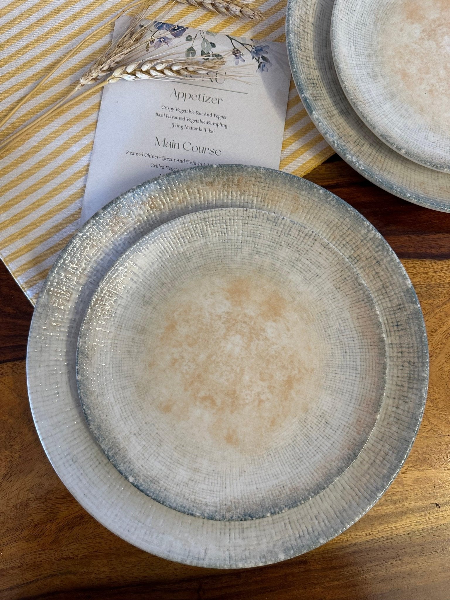 Alacati Turquoise & Beige Dinner Set - 8 Pieces - TesuHome & Kitchen
