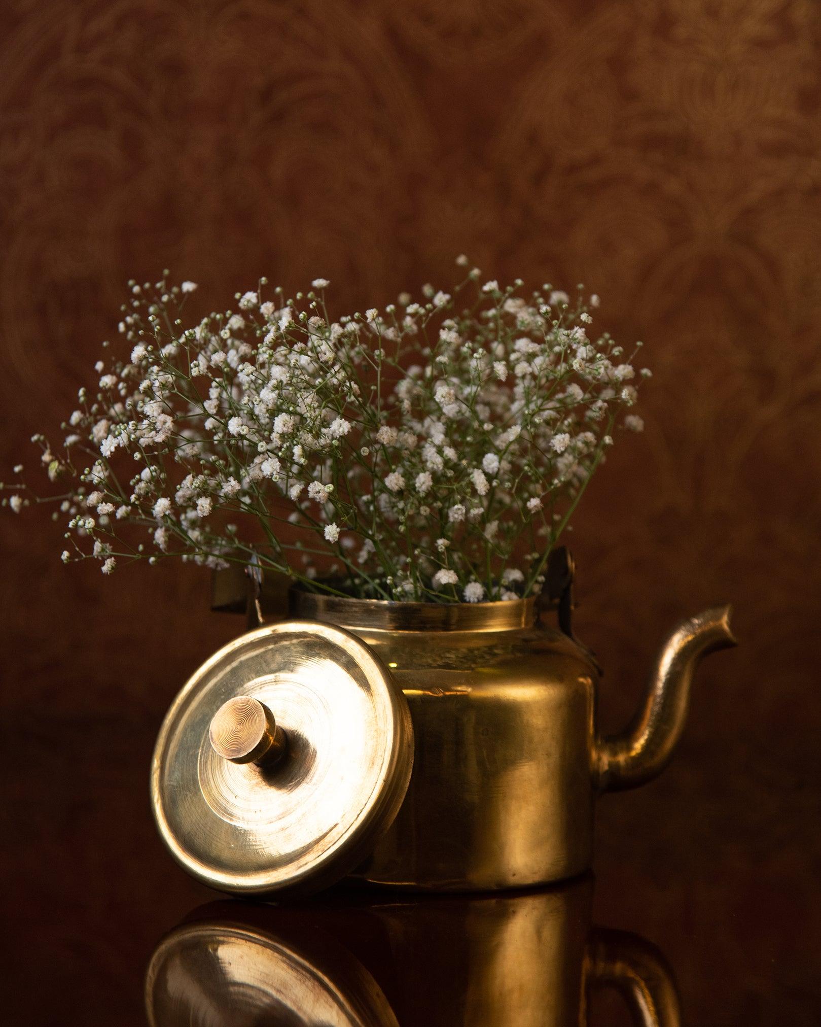 Antique Brass Kettle Vase - TesuHome Decor