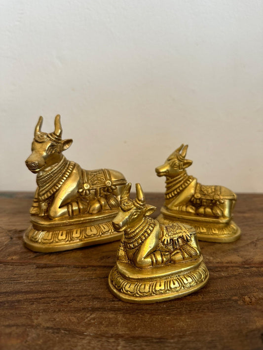 Antique Brass Nandi Idol - TesuBrass Sculptures