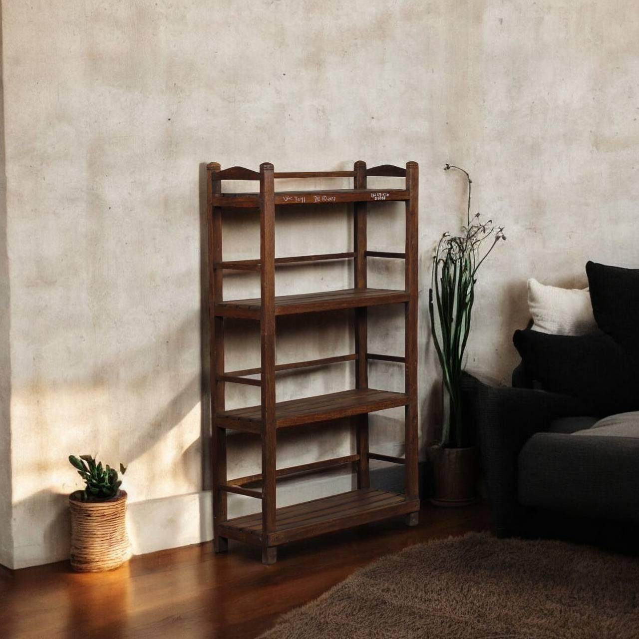 Wood Square Rack Antique Solid Wood Rack | Vintage Wooden Storage Rack India – Tesu