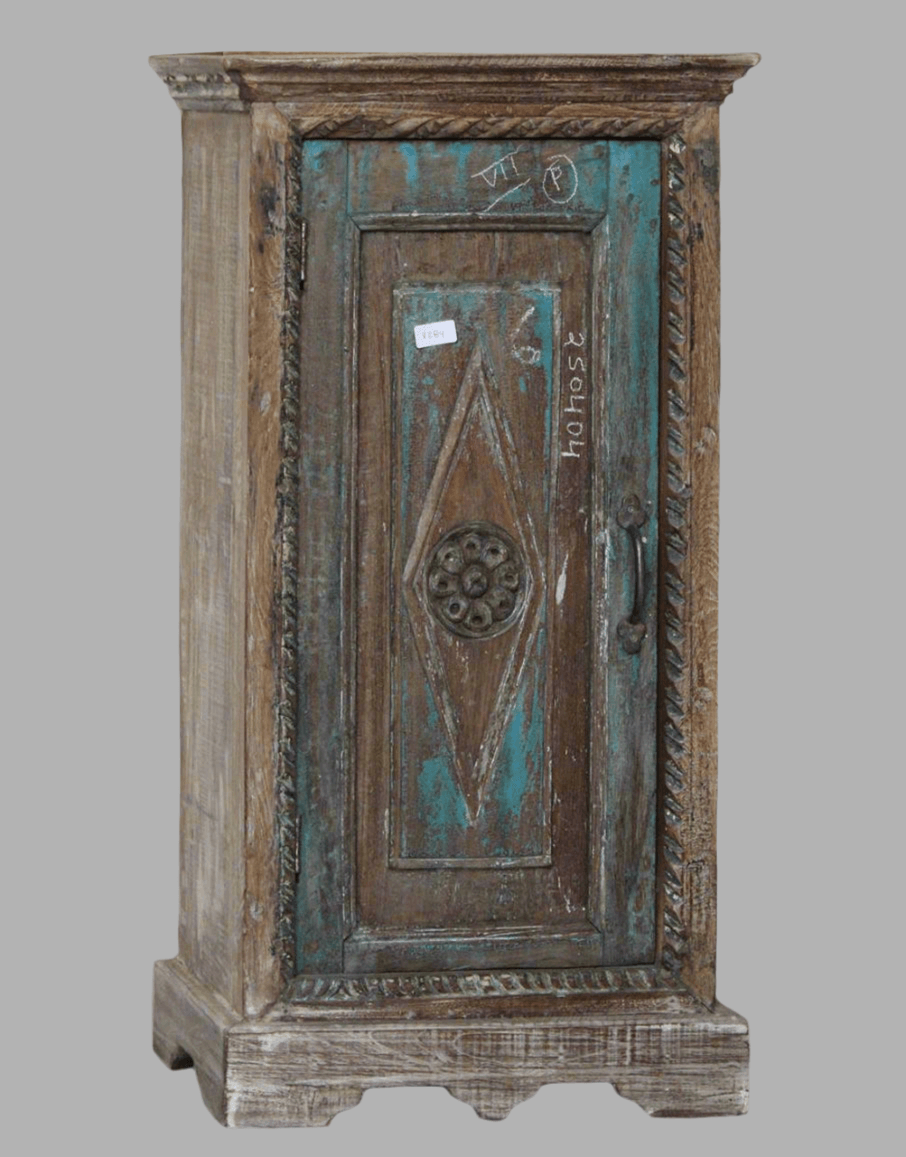 Antique Style Mango Wood Bedside Storage Cabinet - Handcrafted - TesuCabinets & Storage