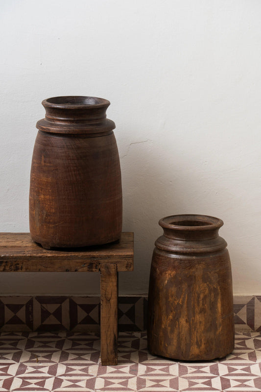 Antique Timber Vessel - TesuWooden Pot